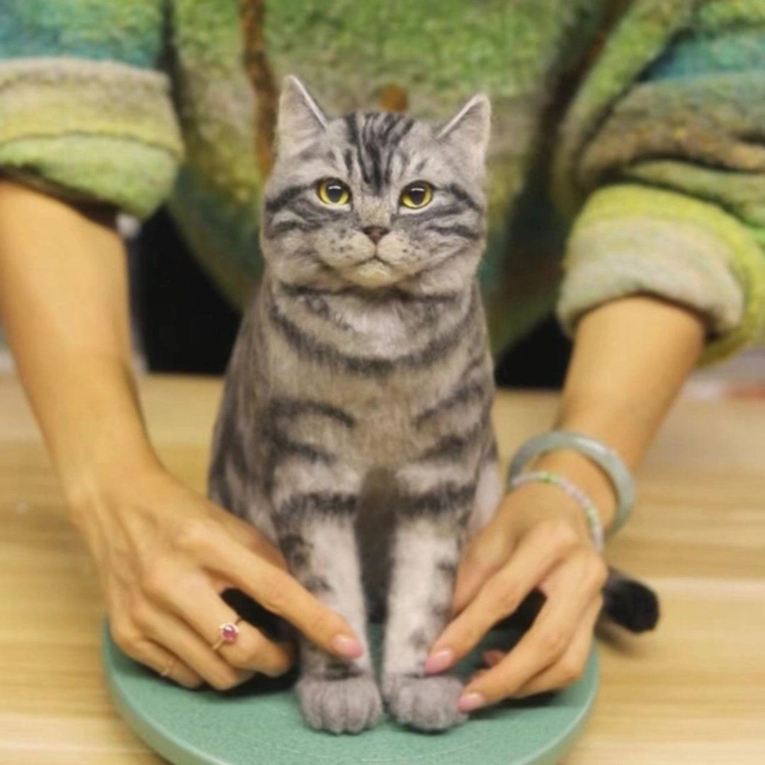 照片定制猫咪羊毛毡公仔 送猫奴暖心礼物 - 订制抱枕/饰品 - 羊毛 多色