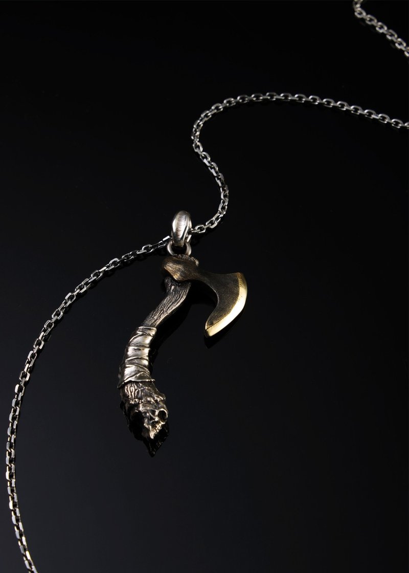 Axe Skull Pendant 斧头骷髅项链 | Standard Collection 系列 - 项链 - 纯银 银色