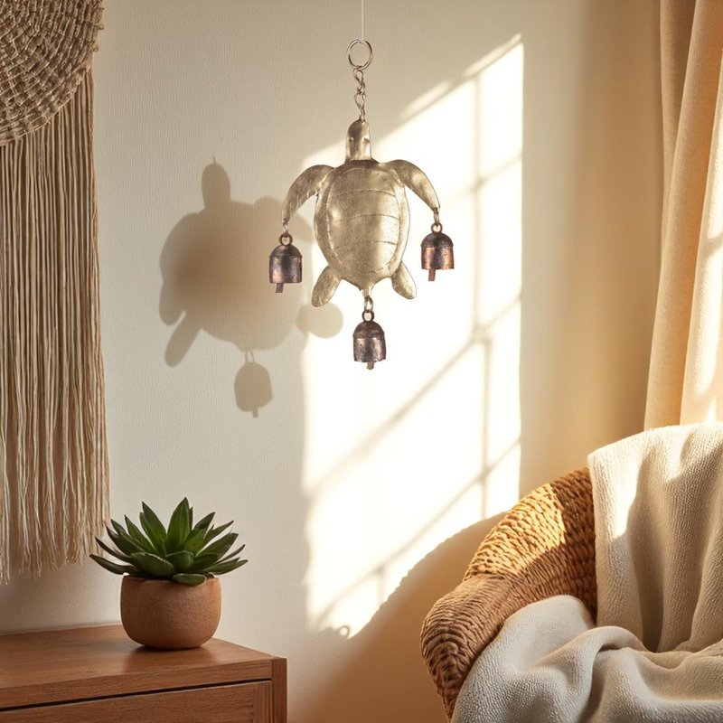 金属海龟风铃 户外阳台庭院装饰 海洋风圣诞礼物儿童房挂饰 - 摆饰 - 其他材质 金色