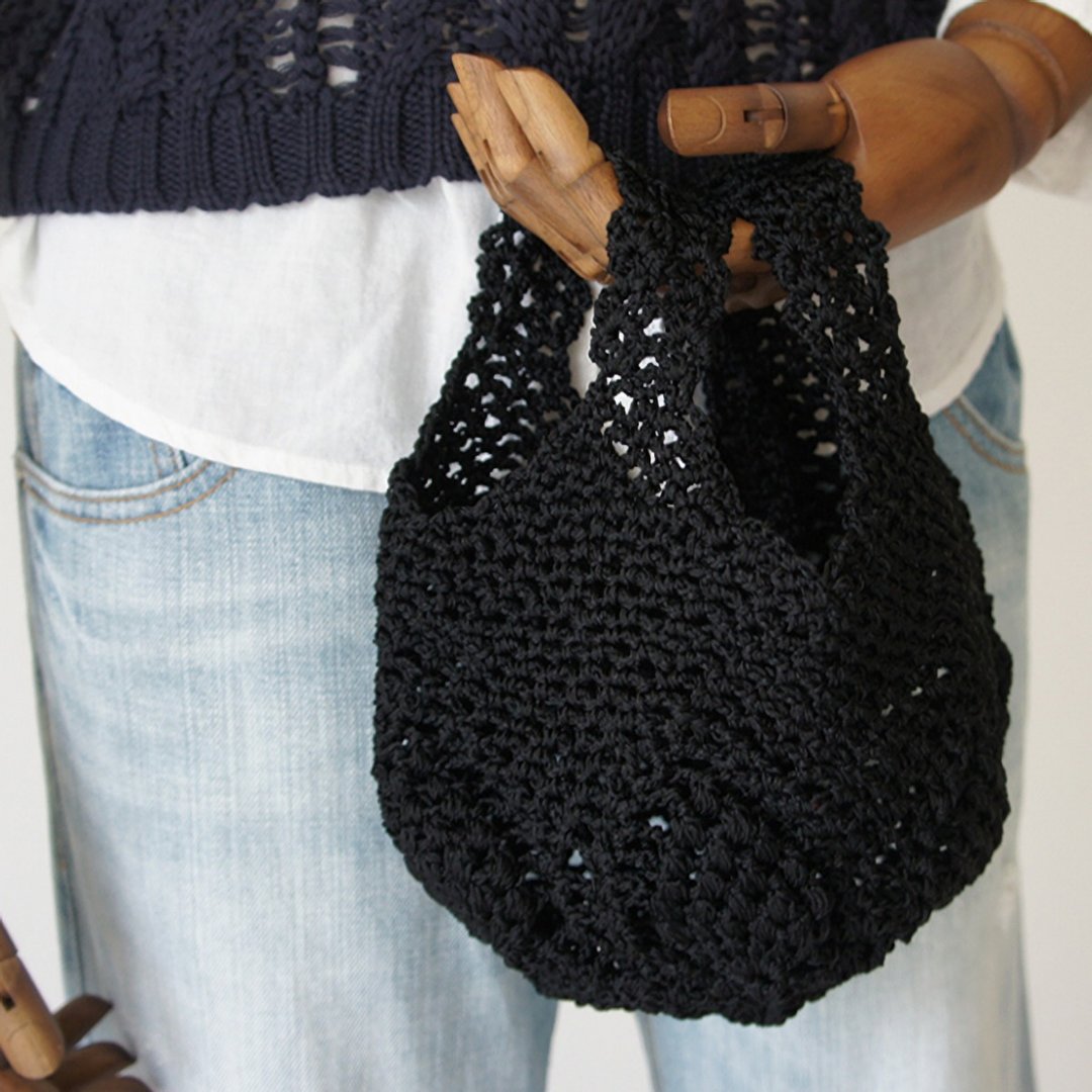 Ba-ba handmade Openwork knitting multi bag No.MB4 - 手提包/手提袋 - 其他材质 黑色