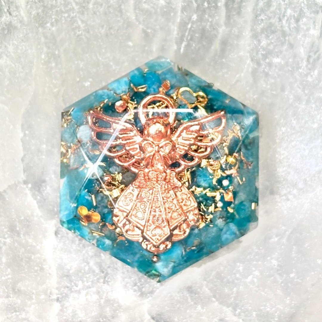 守护天使蓝磷灰六角形奥刚随身盘 | 附绒袋 - 其他 - 水晶 蓝色