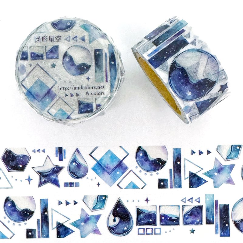几何图 × 星空 造型和纸胶带 - 纸胶带 - 纸 蓝色