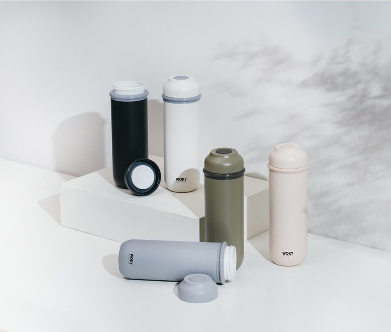 【WOKY沃厨】JIN真瓷系列-轻量随行陶瓷保温瓶400ML (5色可选) - 保温瓶/保温杯 - 陶 多色