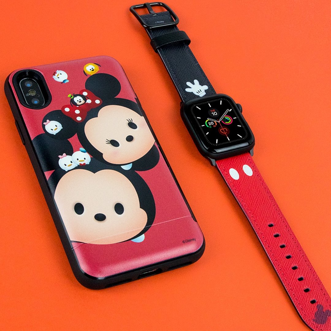 迪士尼米奇老鼠十字压纹牛皮革Apple Watch真皮表带Series 1-8,SE - 表带 - 真皮 