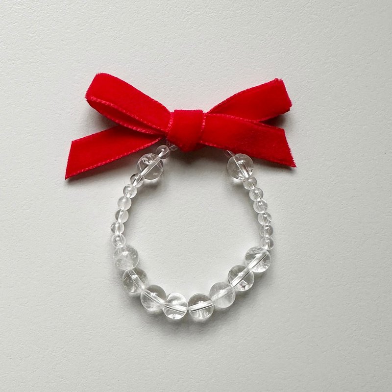 C happy 微笑白水晶手链_红色蝴蝶结款_微笑开运过好年 - 手链/手环 - 水晶 红色