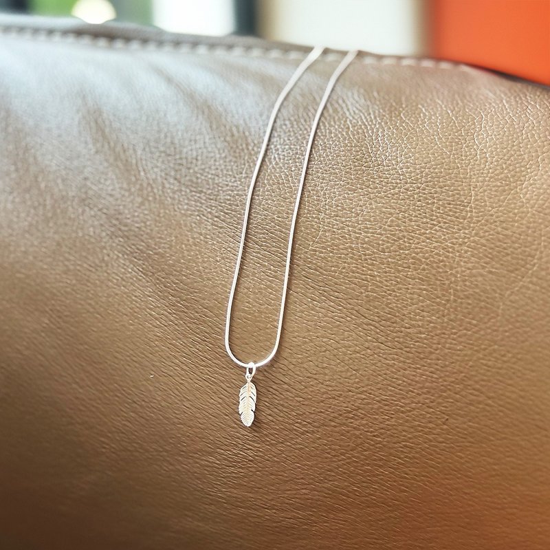 【月光羽翼】羽毛蛇骨链|锁骨链|亮银色 - 锁骨链 - 银 银色