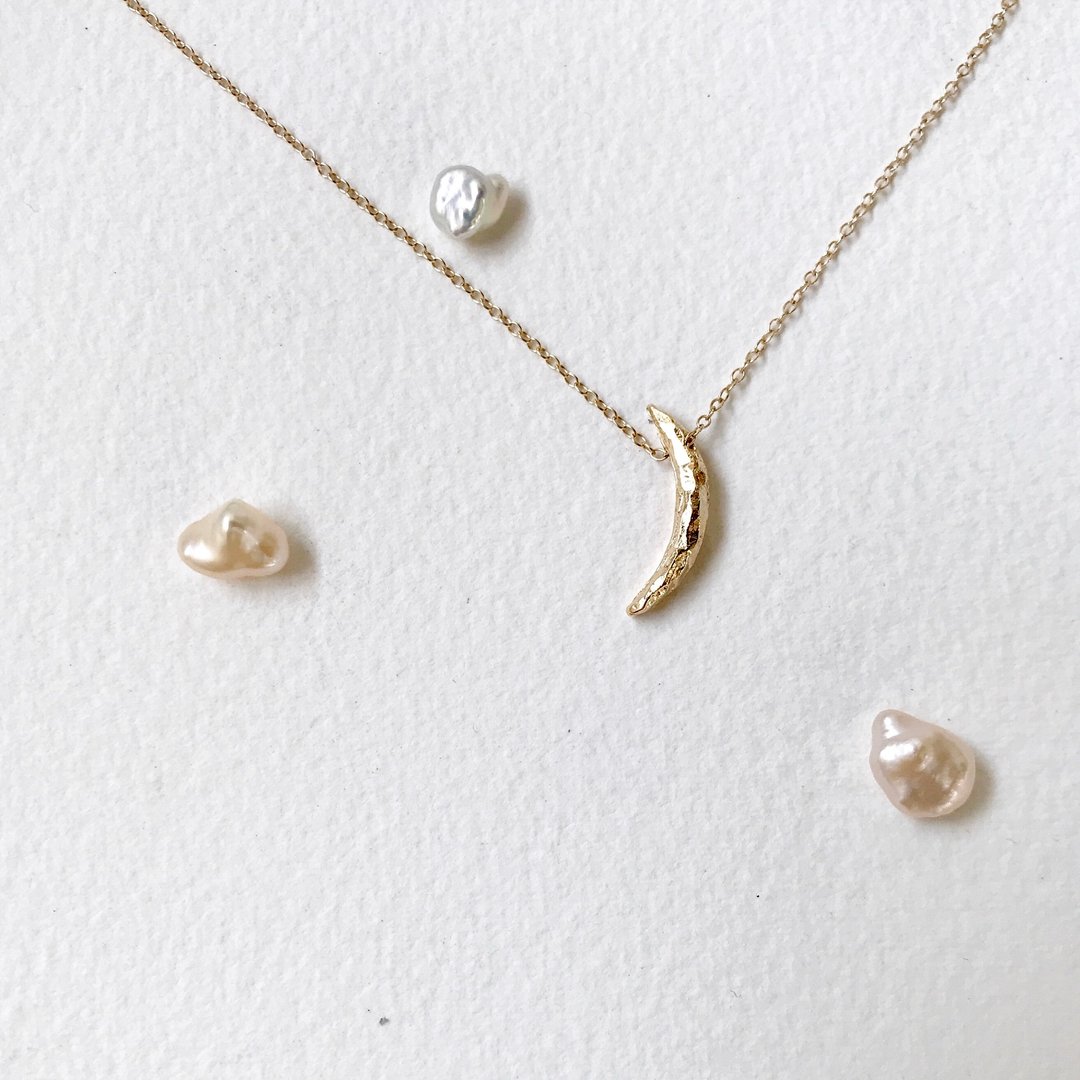 New Moon Necklace 新月金项链 旅程系列 纯银项链  - 项链 - 其他金属 金色