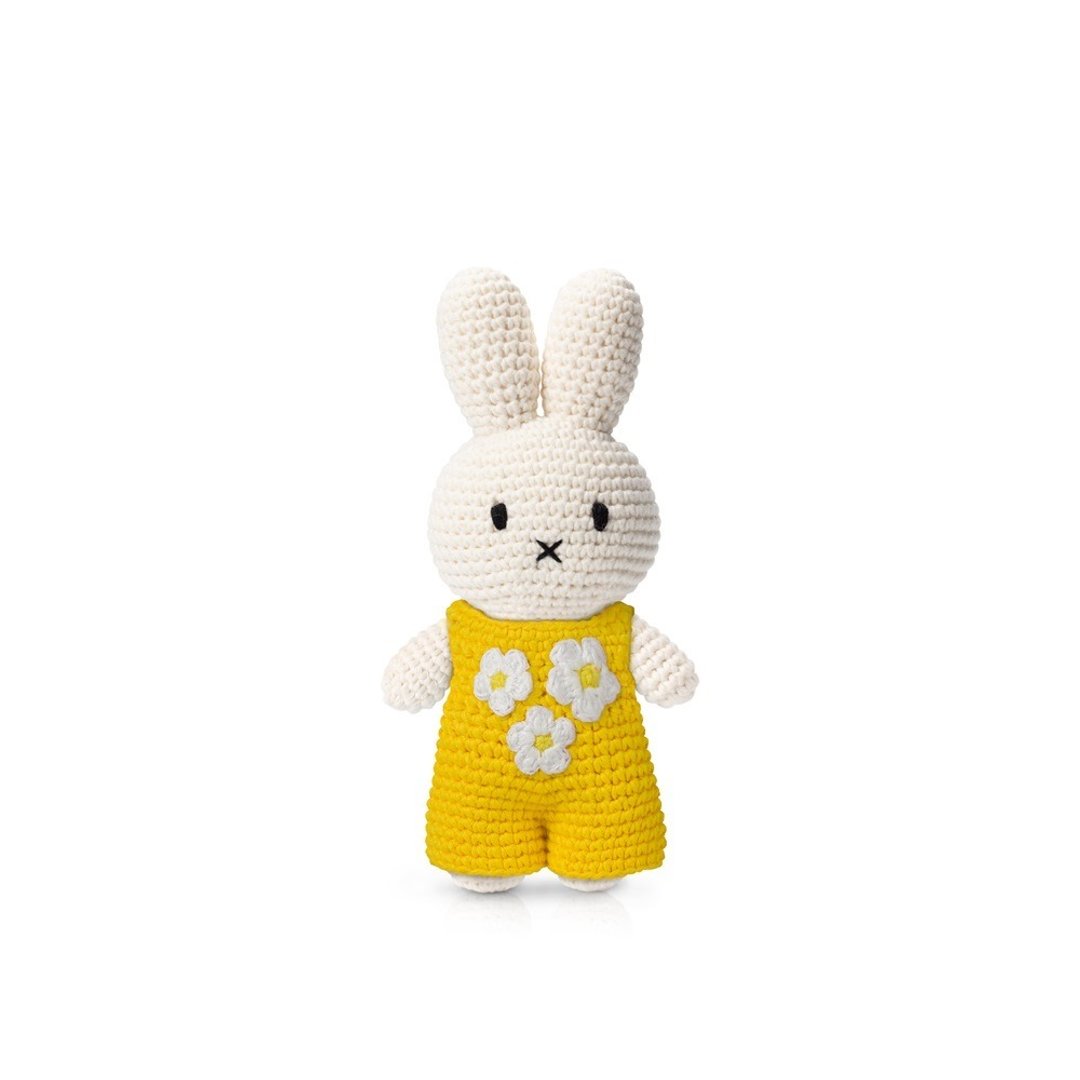 荷兰 Just Dutch | Miffy 米飞兔 编织娃娃和她的黄色生日吊带裤 - 玩偶/公仔 - 棉 黄色