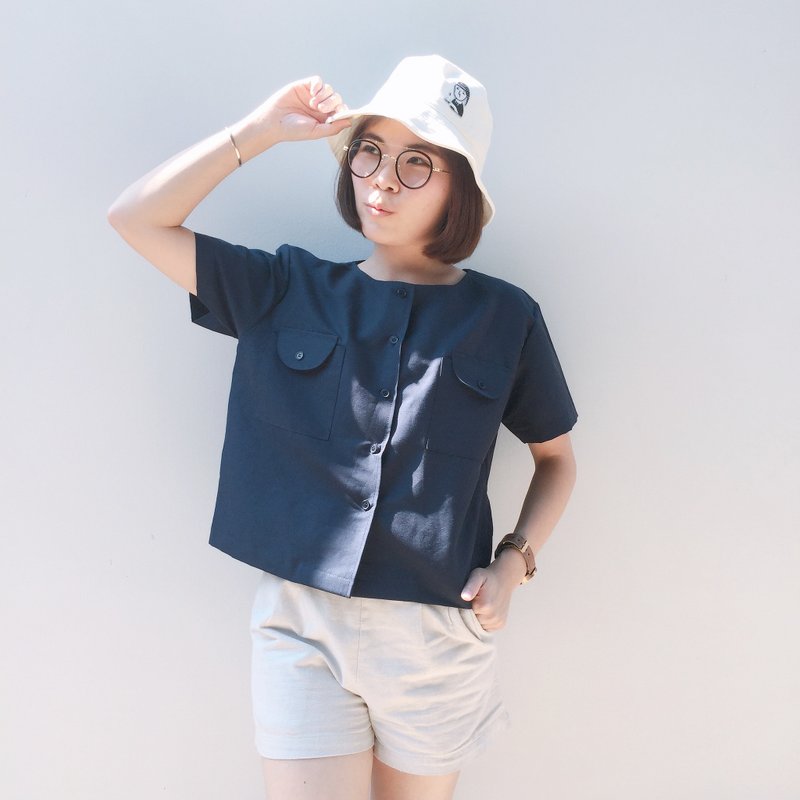 Tom Beary Shirt : Navy color - 女装上衣 - 其他材质 蓝色