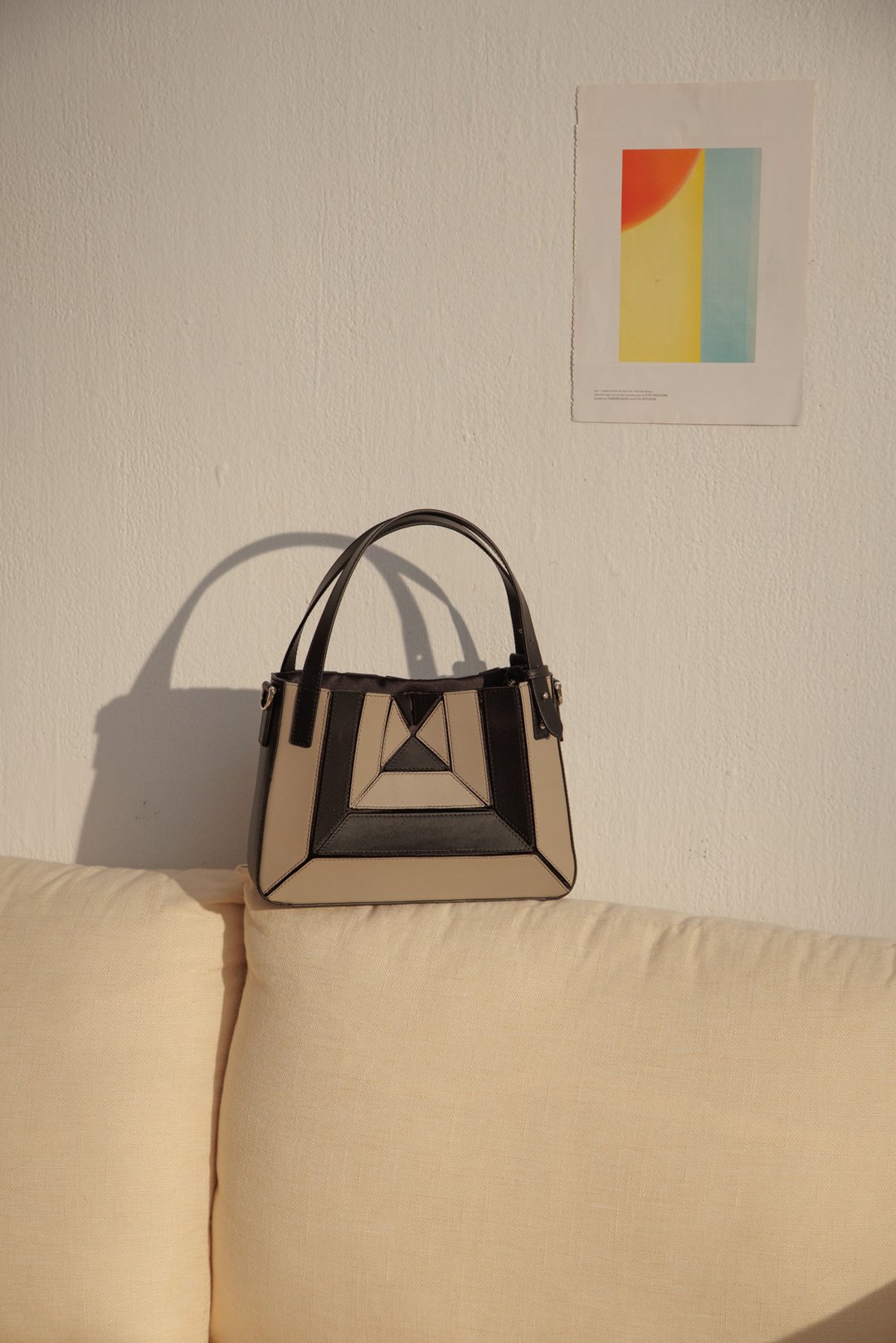 Lukbag 真皮侧背包-Tangram S |手提斜背包 | 灰与黑 | 订制款 - 侧背包/斜挎包 - 真皮 多色