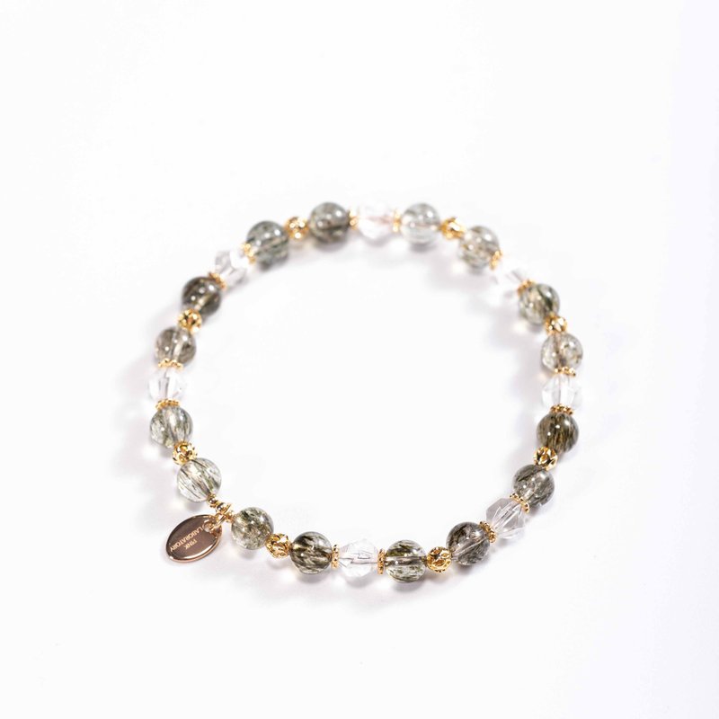 绿碧发晶白水晶手链 | 绿发碧玺事业招财水晶手链 - 手链/手环 - 半宝石 绿色