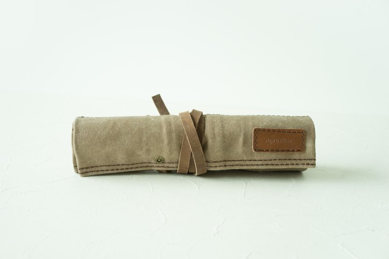多功能水洗帆布收纳包卷 (L) - 铅笔盒/笔袋 - 棉．麻 卡其色