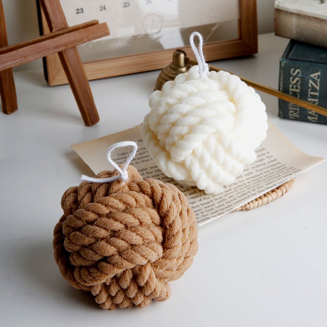 粗绳球蜡烛 Stringball Candle 白色/咖啡两色择1(约175g) - 蜡烛/烛台 - 蜡 