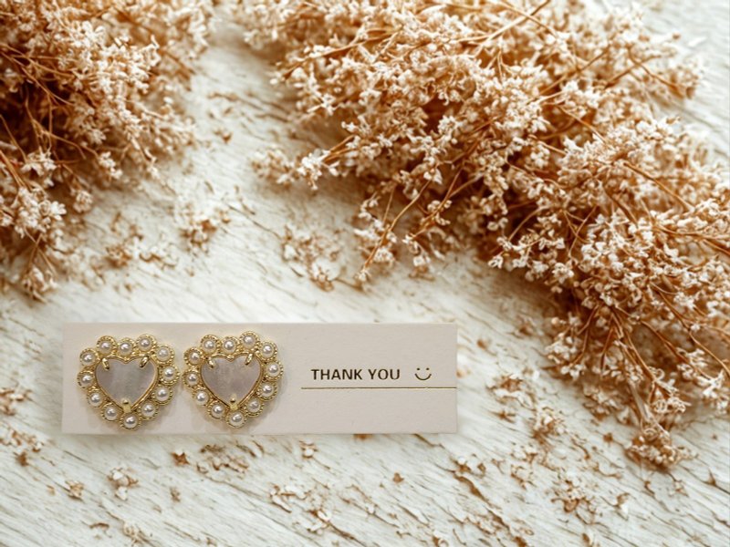 心之遥想 · 白贝母· 晶石淡水珠耳环 - 耳环/耳夹 - 水晶 紫色