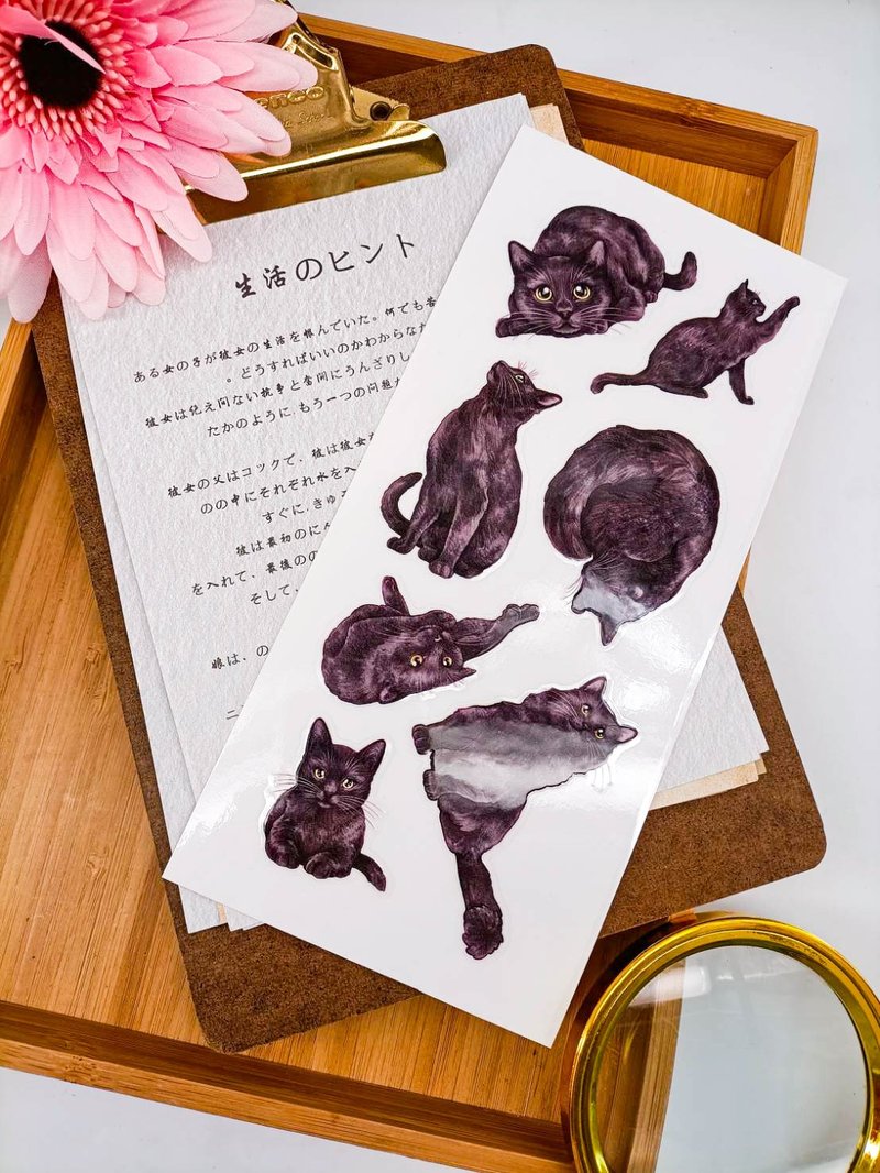 5K053_五口美 _ 看不見黑貓 _ Black Cat A/轉印貼紙 - 贴纸 - 其他材质 多色
