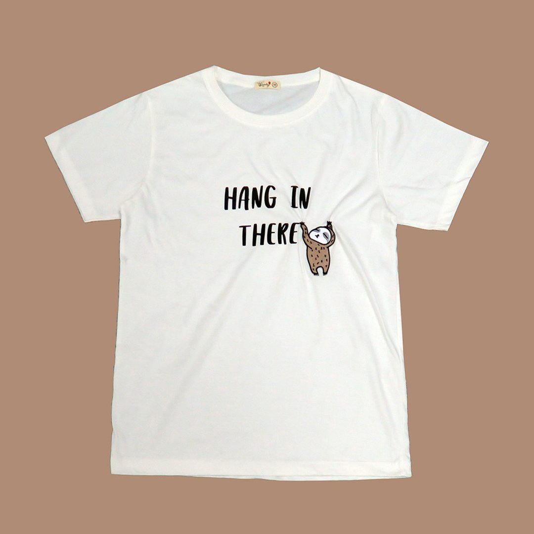 Hang in There - T恤  树懒 - 男装上衣/T 恤 - 棉 白色