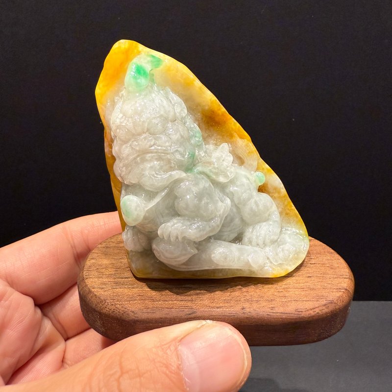 瀚玉珠宝 天然缅甸翡翠 山峦护主 瑞兽镇宅 黄翡皮  冰糯种 - 其他 - 玉石 