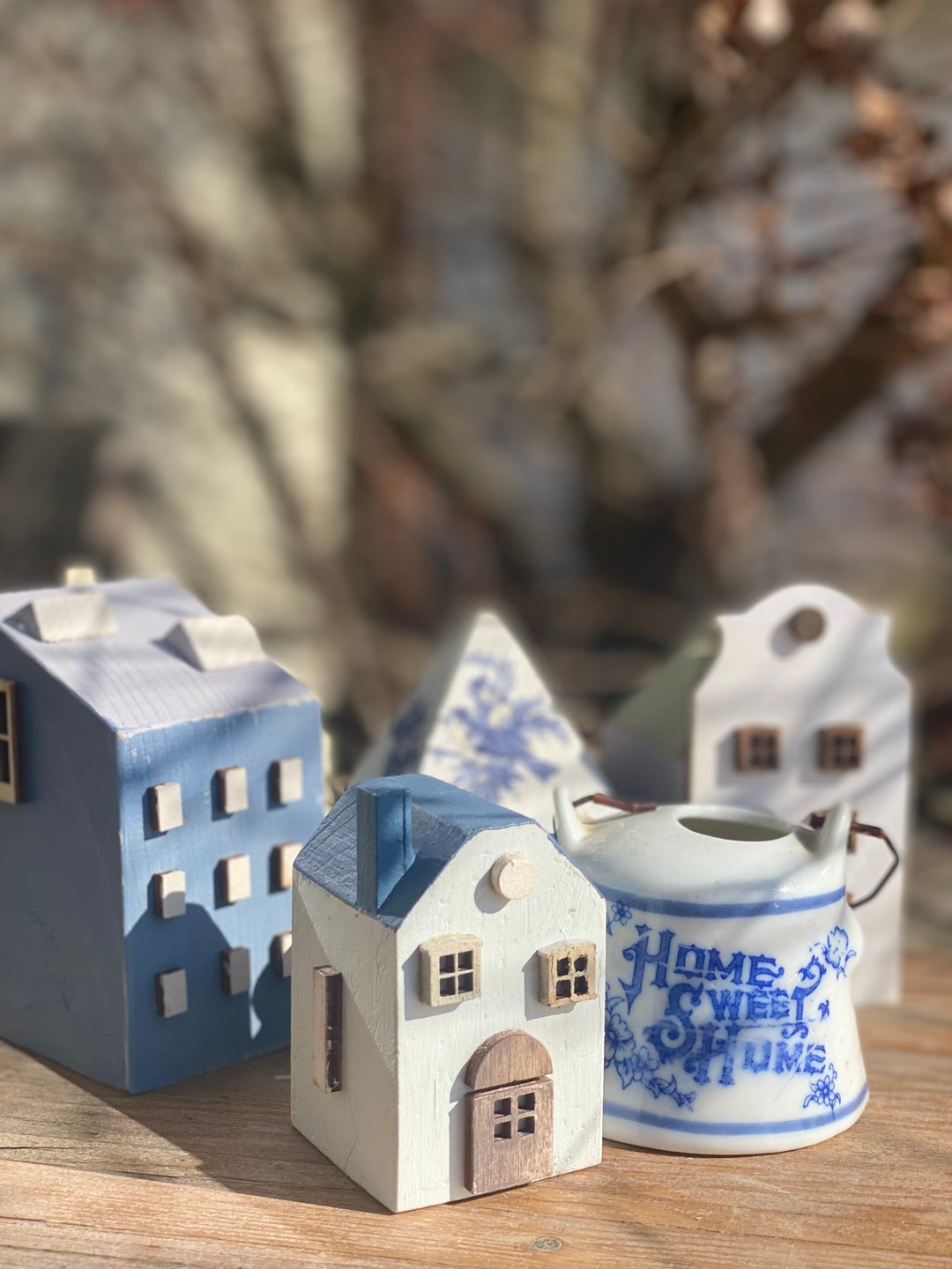 Small Wooden Houses Kids Craft Kit, Provence Set of 9 Tiny House DIY Paint Kit - 插画/绘画/写字 - 木头 咖啡色