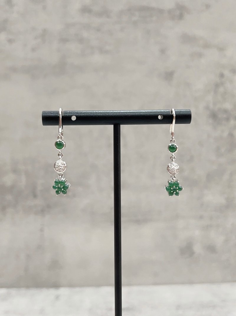 绿翡翠钻石耳环 A货玉石 缅甸翡翠 18K K750 - 耳环/耳夹 - 玉石 