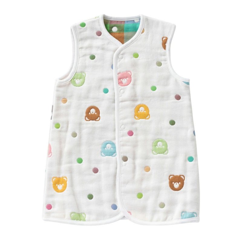 【日本OP mini】婴童六重棉纱长版背心-彩色熊 - 童装外套 - 棉．麻 
