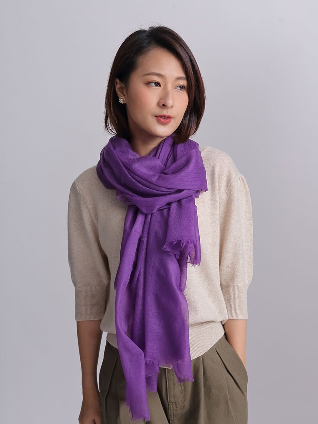 轻奢紫 Pashmina精品羊绒围巾披肩_生日礼物圣诞礼物出国礼物灵感 - 围巾/披肩 - 羊毛 