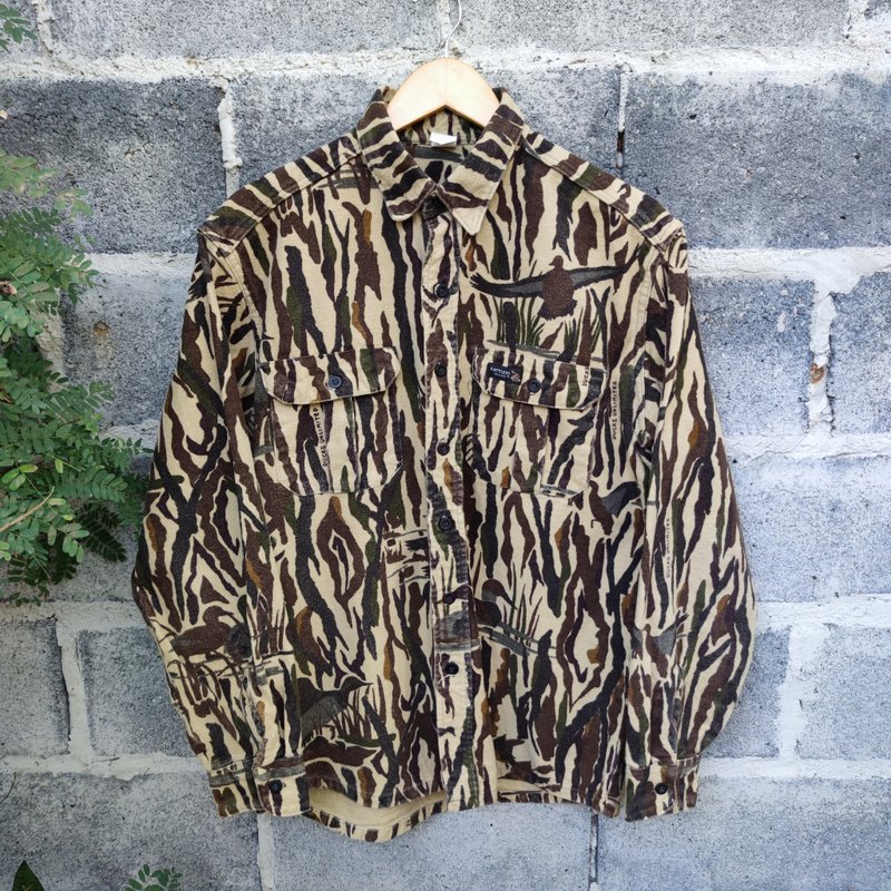 Vintage Rattlers Brand Ducks Unlimited Camo Chamois Hunting Shirt - 男装衬衫 - 棉 多色