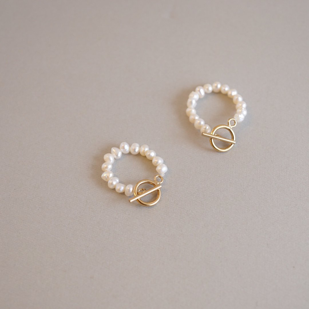 14kgf Mantel  Pearl  Ring - 戒指 - 其他金属 金色