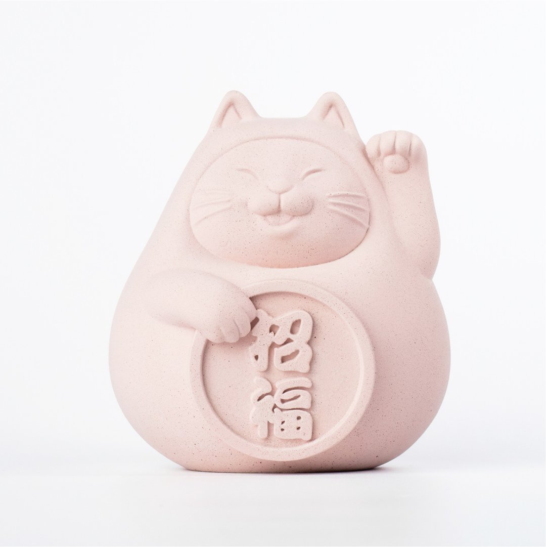 【送礼首选】胖胖招福猫 (大)  恋爱粉 - 香薰/精油/线香 - 水泥 粉红色