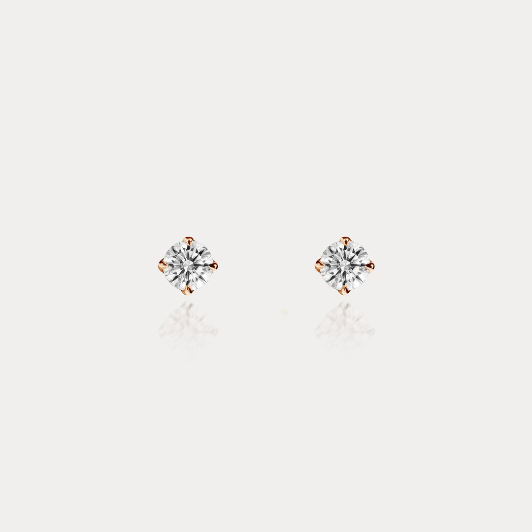 Crown | 0.05ct 皇冠经典四爪镶 八心八箭 贴耳钻石18K耳环 - 耳环/耳夹 - 钻石 白色