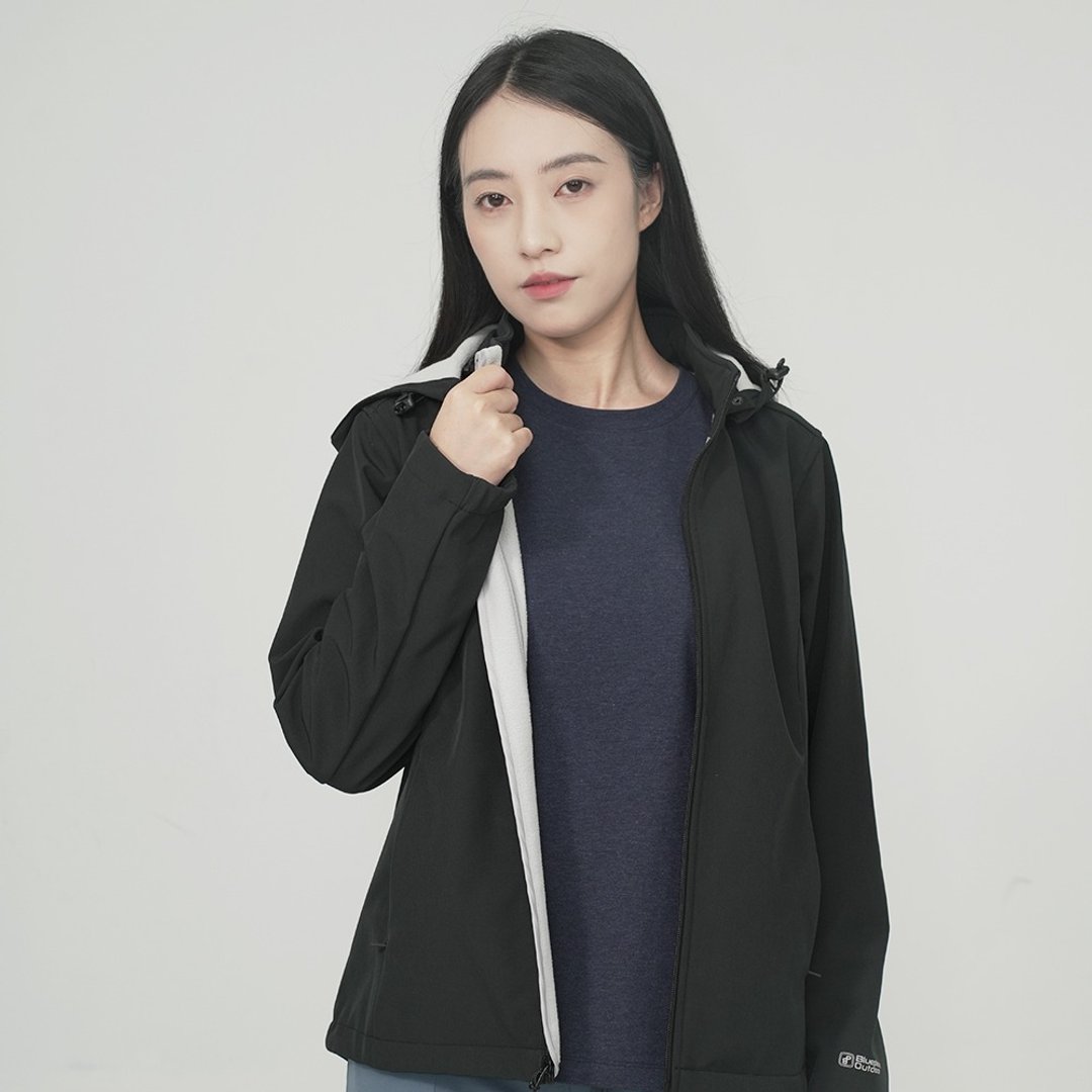 Blueplace 女装Fleeces防风外套 - 女装休闲/机能外套 - 其他人造纤维 黑色