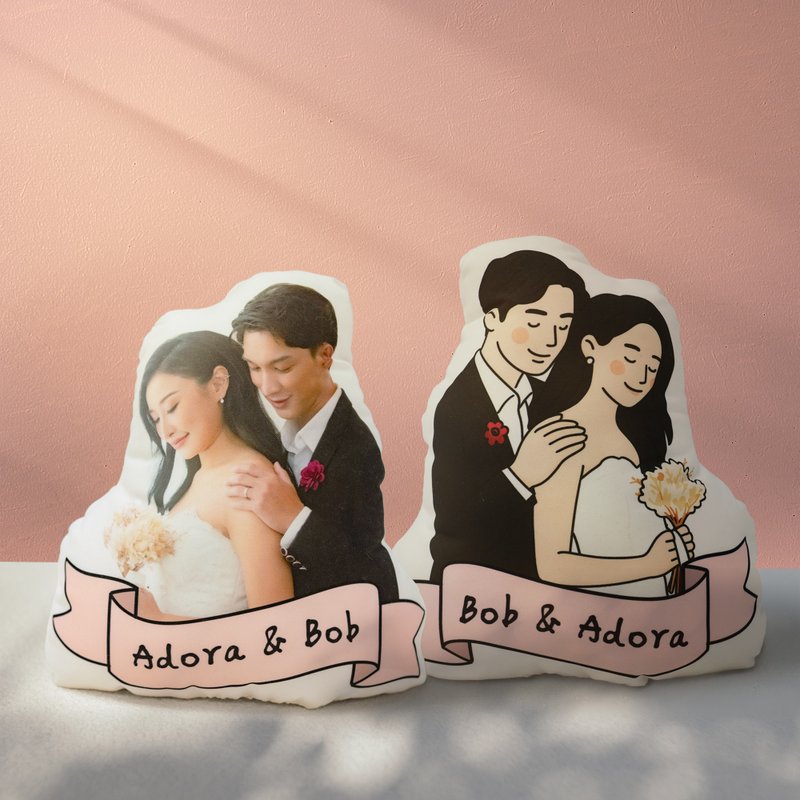 【定制婚礼抱枕】婚纱抱枕 / 似颜绘抱枕 / 情侣抱枕 - 枕头/抱枕 - 其他人造纤维 粉红色