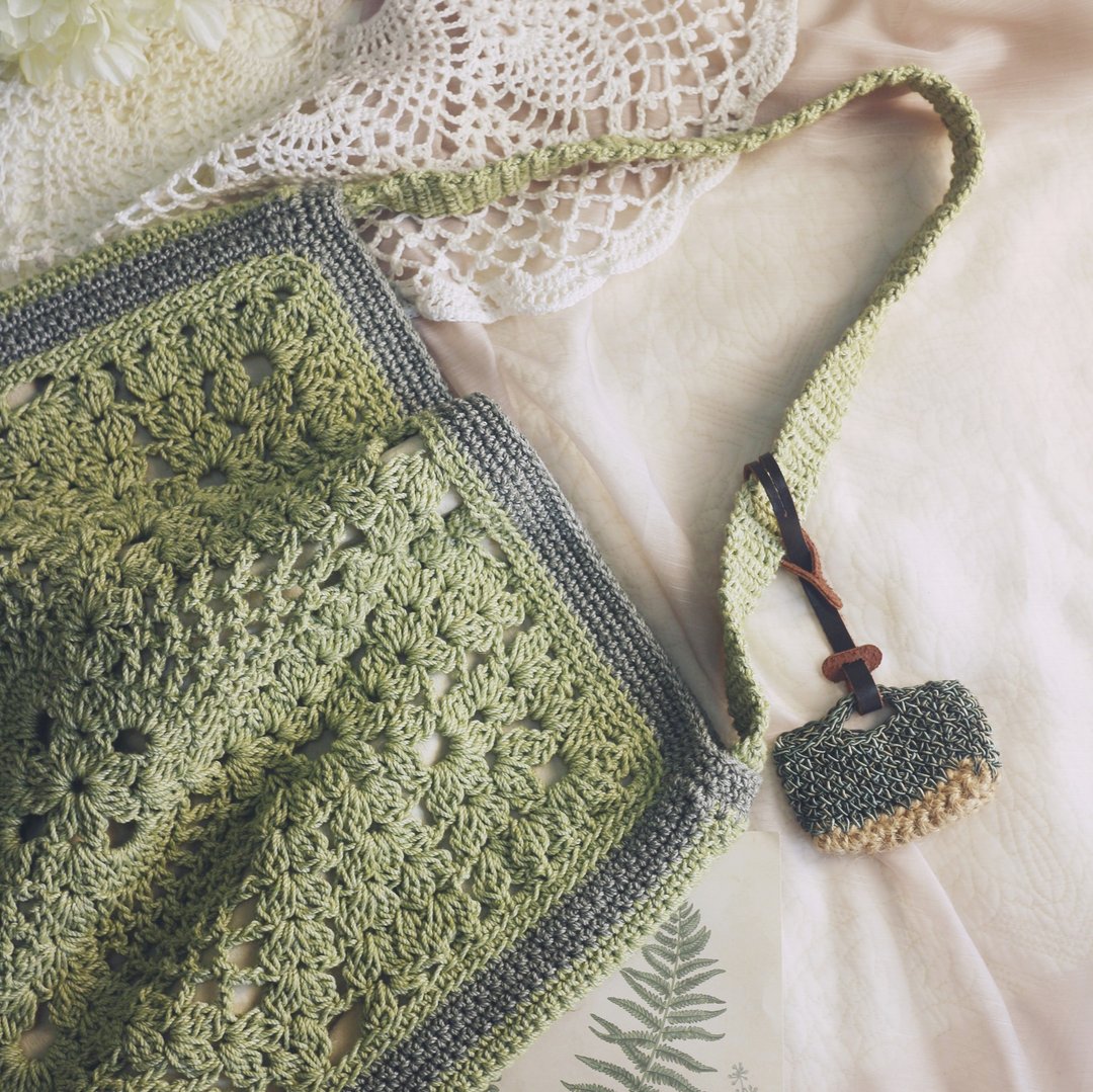 【限量现货】Handmade手工编织亚麻棉绳编织袋/肩背包/通勤包 - 手提包/手提袋 - 其他材质 绿色