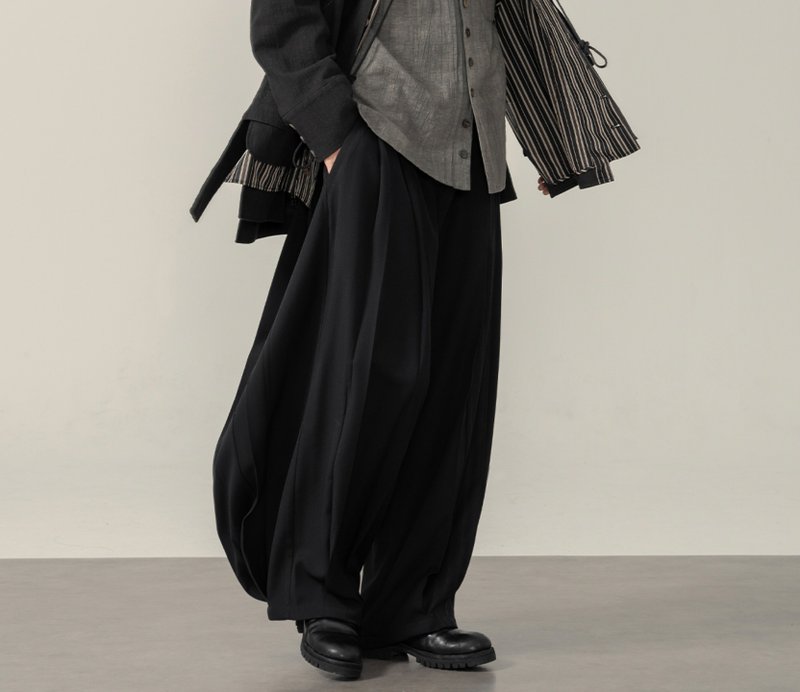 【飞羽】森系文艺复古 百褶阔腿灯笼裤 - 男士长裤 - 其他材质 多色