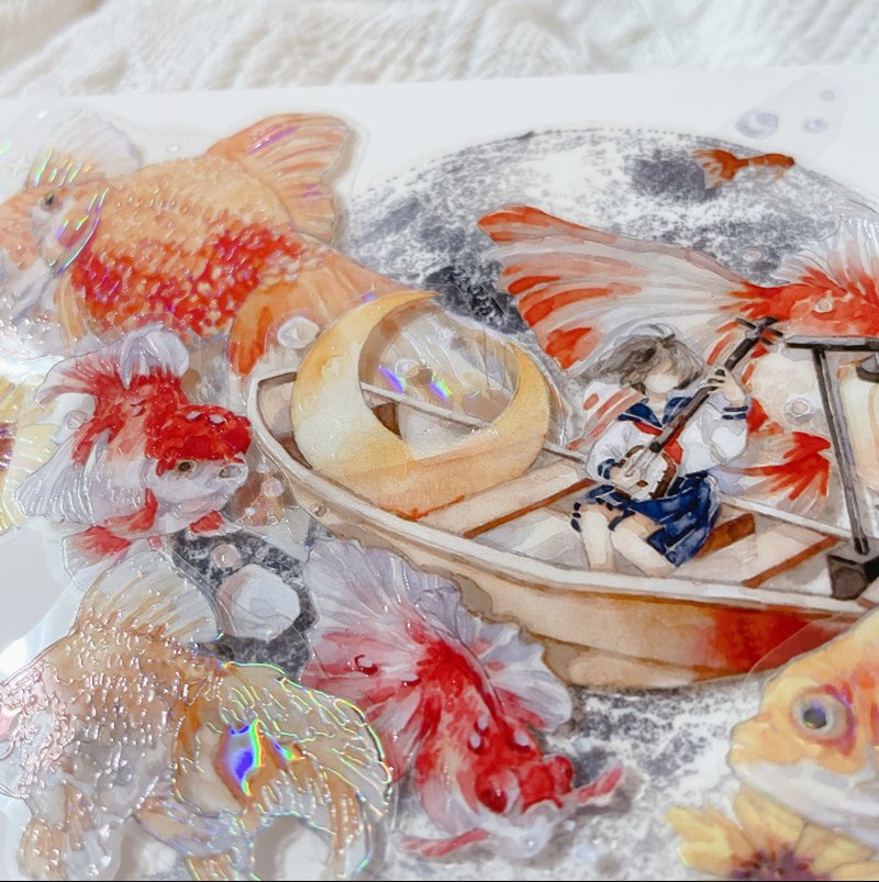 花涧游 金魚すくい PET 和紙膠帶 水晶 10米卷 台灣製 - 纸胶带 - 其他材质 多色