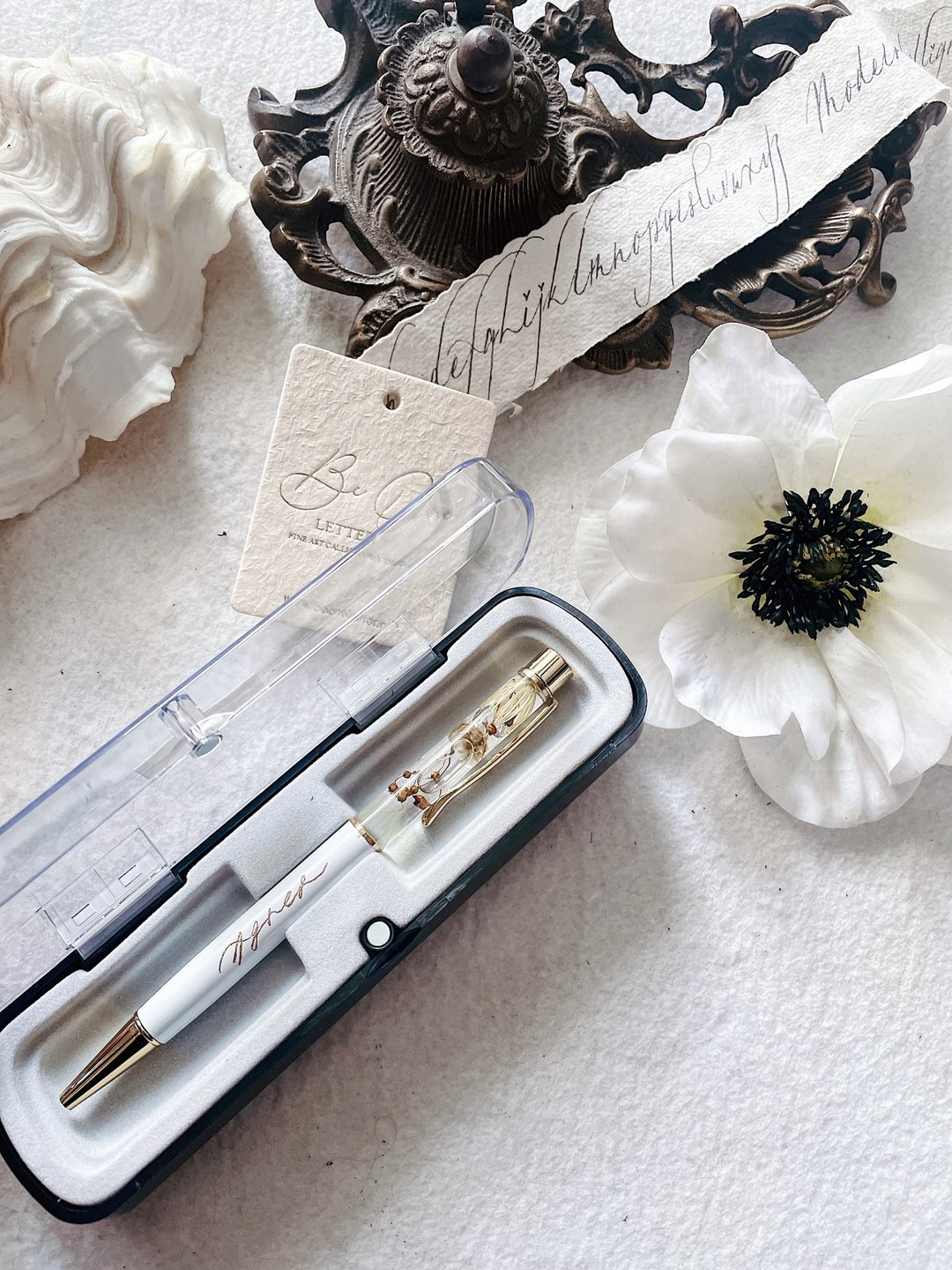 定制礼物 雕刻法式浮游花原子笔 Hebarium Pen - 圆珠笔/中性笔 - 聚酯纤维 金色
