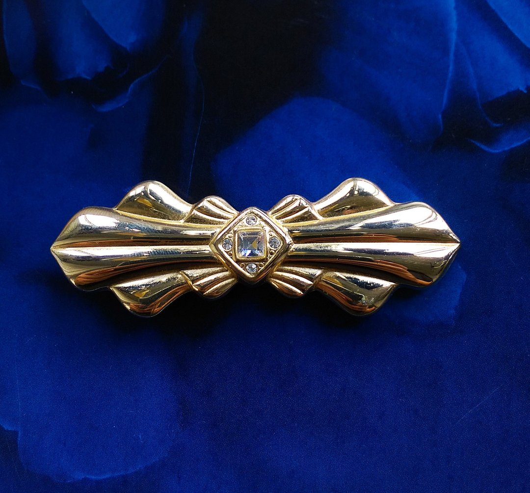 Vintage Jewelry 西洋古董饰品 ART DECO 高雅金色领结 别针 - 徽章/别针 - 其他金属 金色