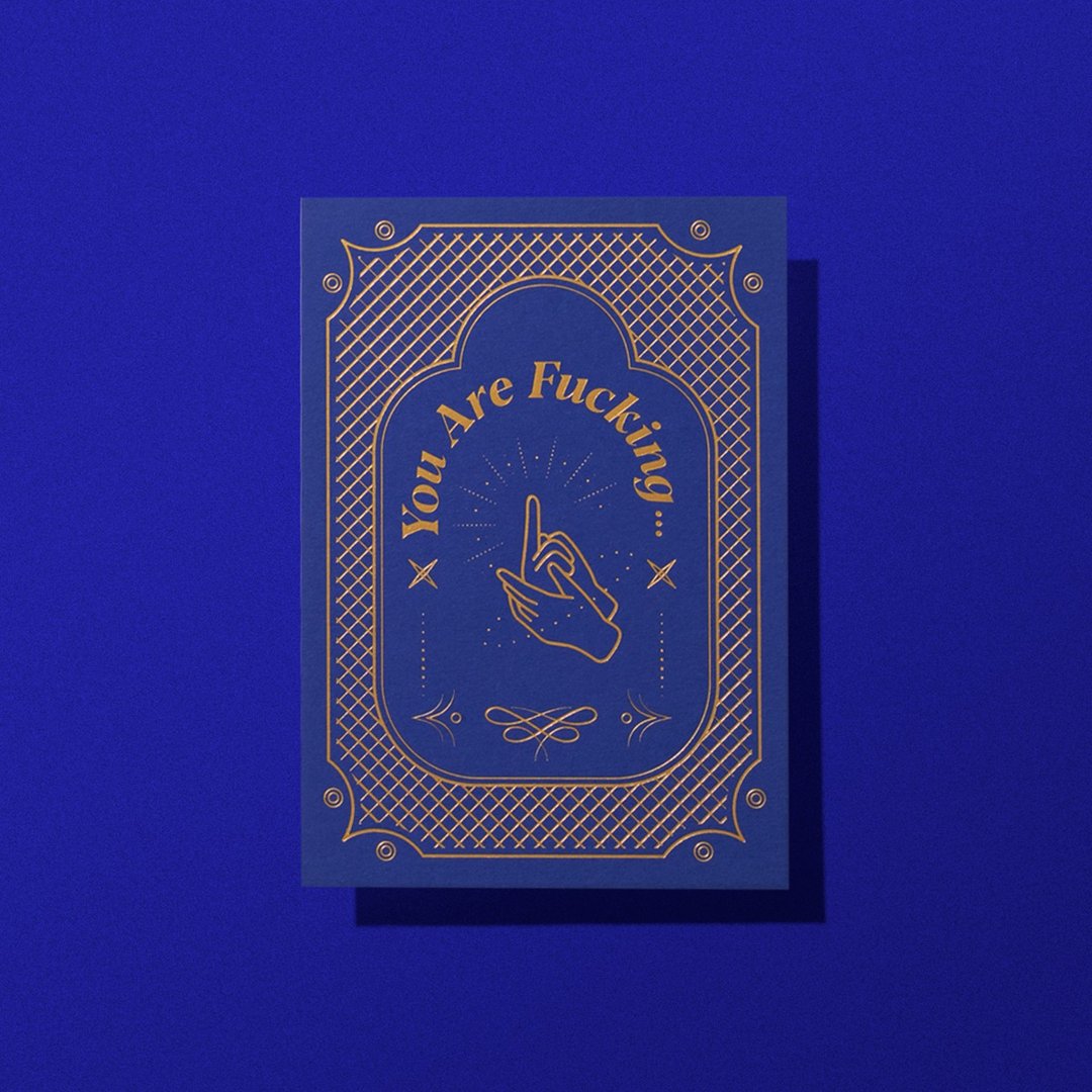 祝贺卡系列 Fxxking... Card 福U咭 烫金 信封 - 卡片/明信片 - 纸 蓝色