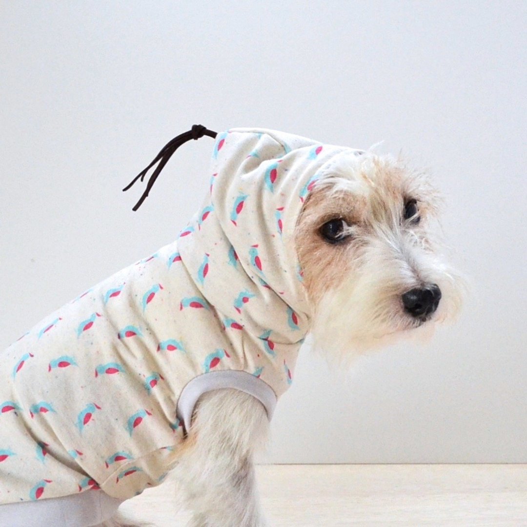Dog Clothes BOHO chic "Parrot"  L - 衣/帽 - 棉 白色