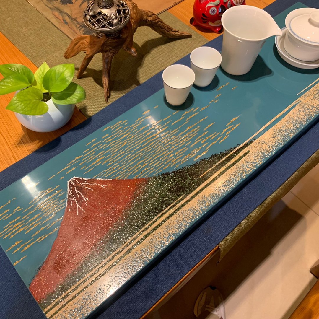 浮世绘大师葛饰北斋风格 - 凯风快晴漆器板(蓝) - 摆饰 - 木头 蓝色