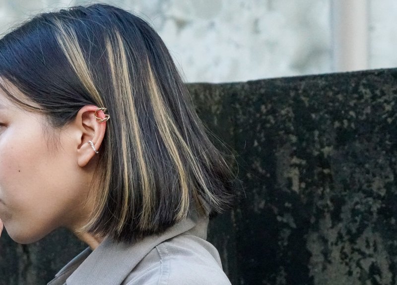 纯银扭花耳夹 - 耳环/耳夹 - 纯银 银色