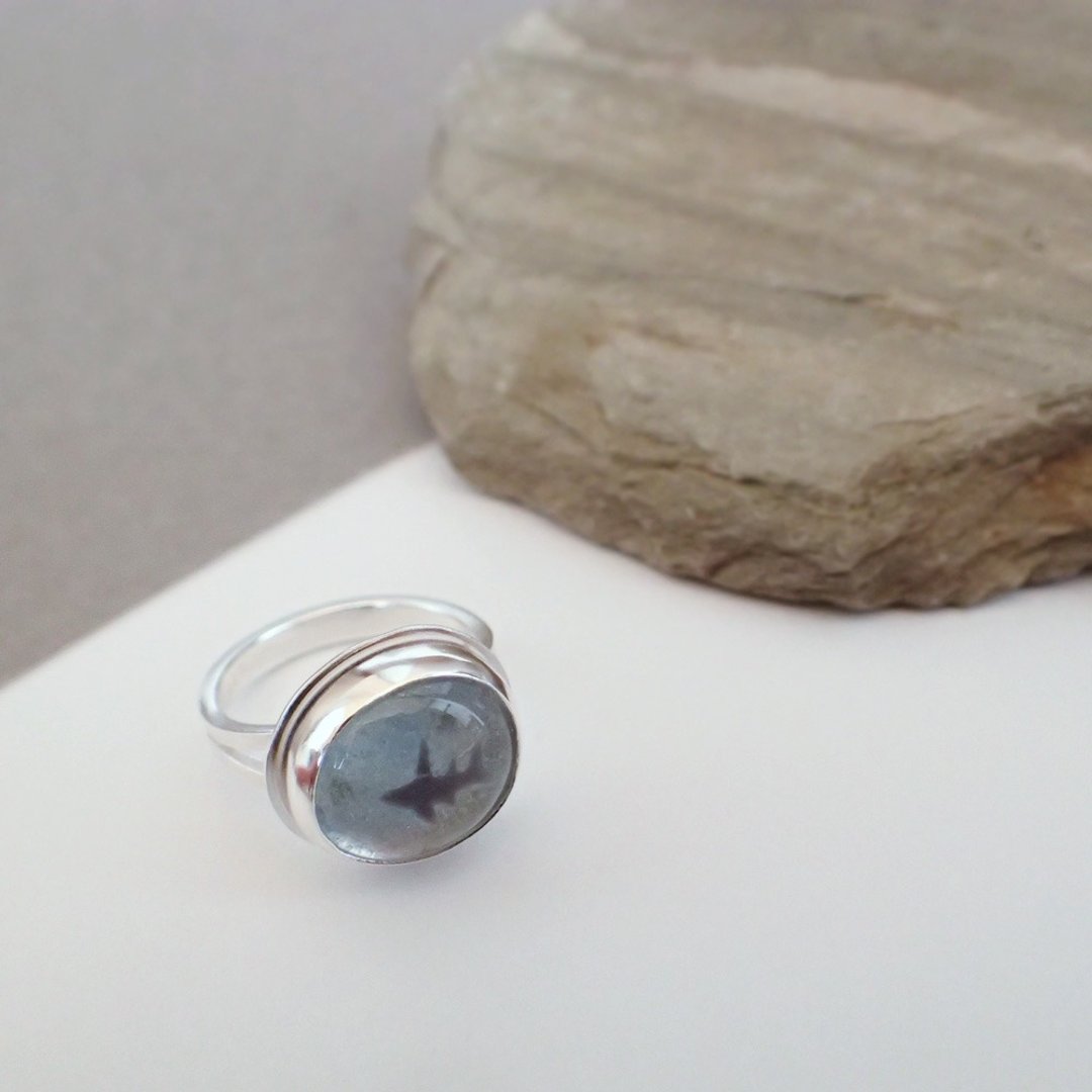 Sea King Shark Ring - 戒指 - 纯银 蓝色