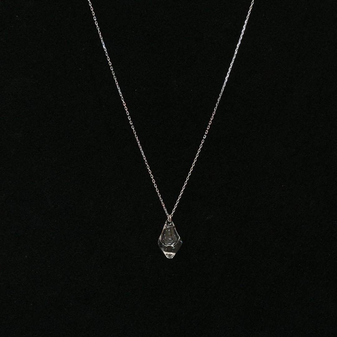 Aroma necklace ice clear SV925 nickel free rhodium plating - 项链 - 玻璃 透明