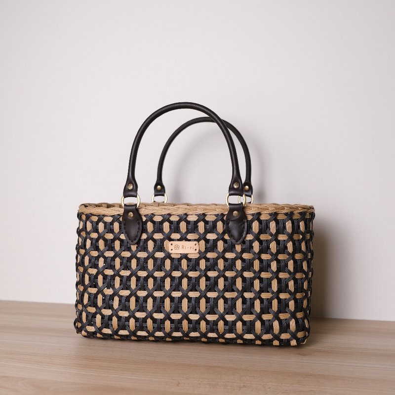 篓空格纹手提篮 - 手提包/手提袋 - 环保材料 