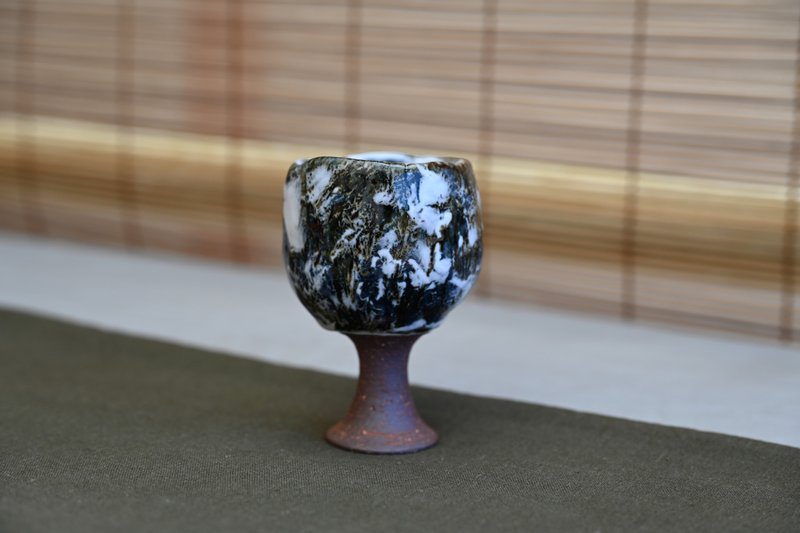 山蓝鬼志野高脚杯 - 茶具/茶杯 - 陶 