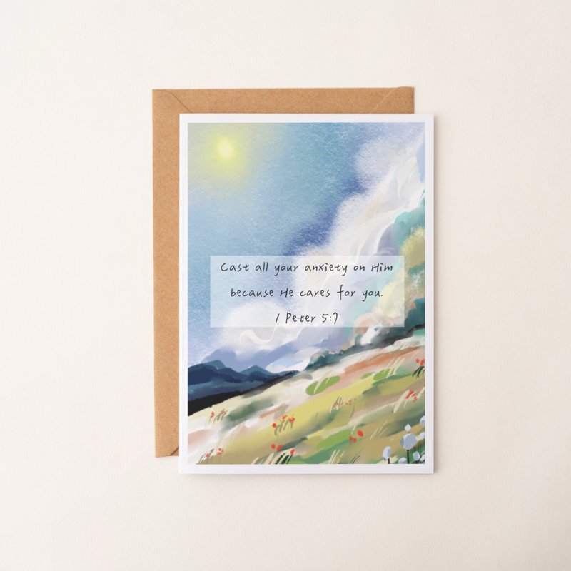 风景插画经文卡片 万用卡 生日卡片 感谢卡 艺术卡 贺卡 自然 - 卡片/明信片 - 纸 多色