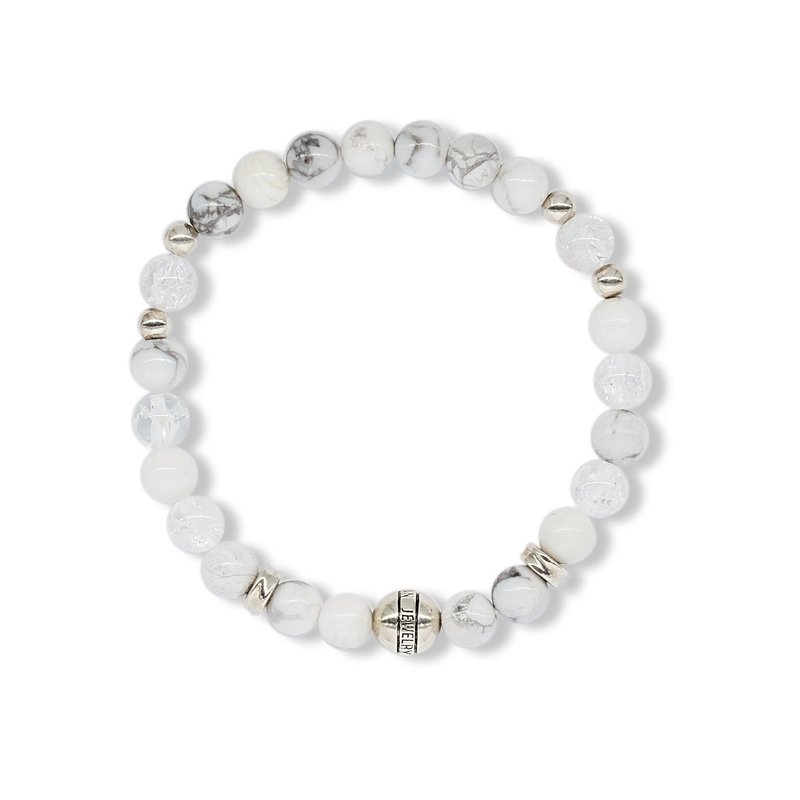 String系列 纯粹手环 白松石 白水晶 925银 觉醒 天然矿石 - 手链/手环 - 玉石 白色