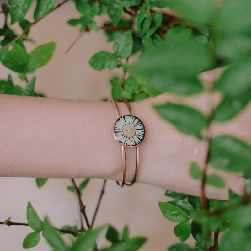 Daisy -Bangle (copper color)20 mm - 手链/手环 - 植物．花 黄色