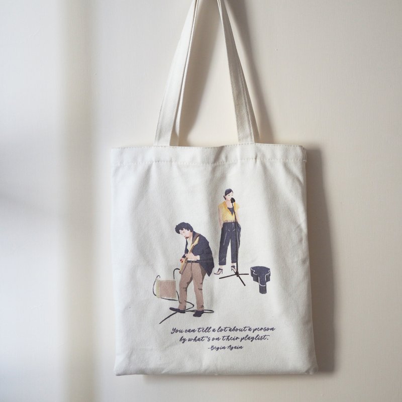 Tote bag/布袋 - Begin Again - 侧背包/斜挎包 - 棉．麻 白色