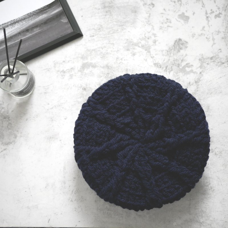 雪花粗针针织毛线报童帽--绅士蓝 - 帽子 - 羊毛 蓝色