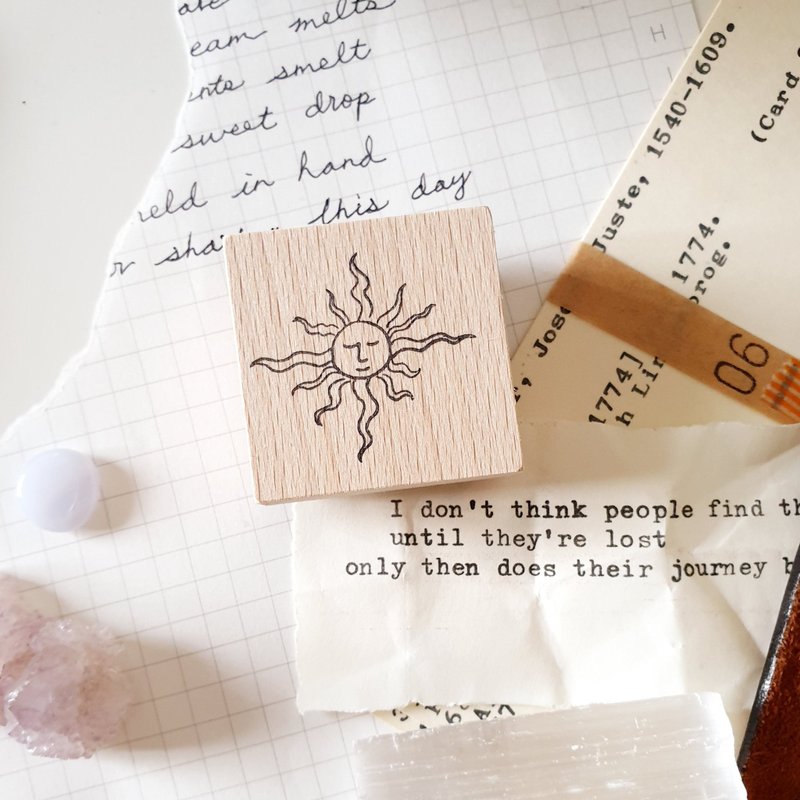 太阳公公想睡觉 橡皮章 - 印章/印台 - 木头 卡其色